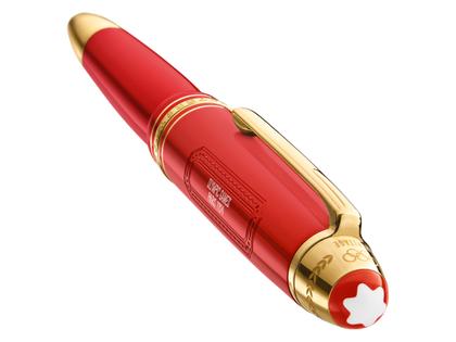 Montblanc Meisterstück X Olympic Heritage Paris 1924 LeGrand Füllfederhalter M rotes Edelharz vergoldet – Schreibgeräte Füllfederhalter in rot und aus 585 Gelbgold, Edelharz, Metall und vergoldet. – Ansicht 3