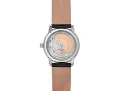 Frederique Constant Classics Automatik Edelstahl 39mm weißes Zifferblatt schwarzes Lederband limitiert – Herrenuhren Uhr ohne Datum aus Edelstahl und Leder. Das Gehäuse ist rund und silber. Das Lederarmband ist schwarz. Das Zifferblatt ist römisch und weiß. – Ansicht 3
