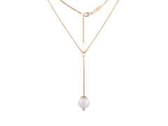Meissen Pearl Collection  Y-Collier Roségold mit weißem Perl-Anhänger 12mm aus Meissener Porzellan® 63cm – Halsschmuck Collierkette aus 750 Rotgold, Porzellan und und . – Ansicht 2