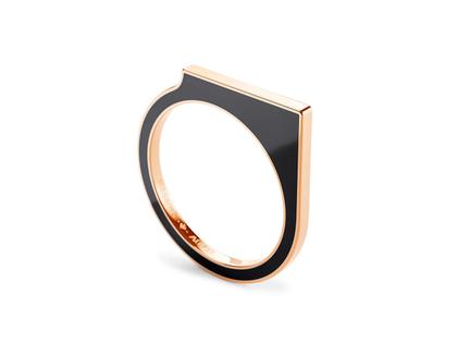 Niessing Setario Square Ring Classic Red mit schwarz-weißer Emaille – Ringe Ring aus 750 Rotgold, Emaille und und .