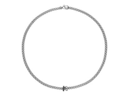Halsschmuck Collier aus 750 Weißgold und und rhodiniert.