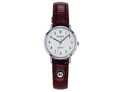 Bruno Söhnle Glashütte Nabucco arabisch Damenuhr Ø 28mm weiß – Damenuhren Uhr ohne Datum aus Edelstahl und Leder. Das Armband ist ein Lederarmband. Der Zifferblatt ist arabisch.