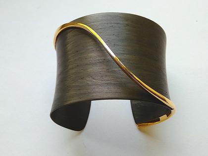 Maria Rzewuska Set 30 Armreif Silber vergoldet mit Karbon diagonal – Armschmuck Armreif aus 925 Silber, Carbon und und .