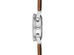 Sinn Spezialuhren 903 St II HB Navigationschronograph Automatik Edelstahl 41mm hellblaues Zifferblatt Metallband und Lederband limitiert – Herrenuhren Chronograph aus Edelstahl und Leder. Das Gehäuse ist rund und silber. Das Edelstahlarmband ist silber. Das Zifferblatt ist arabisch Index und blau. – Ansicht 3