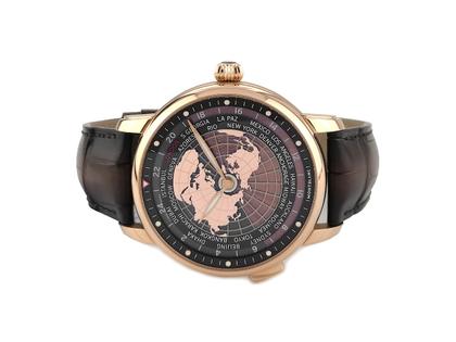 Montblanc Star Legacy Orbis Terrarum Limited Edition Automatik Roségold 43mm Lederband MB126109 Full Set Occasion – Herrenuhren Uhr ohne Datum aus 750 Rotgold. Das Gehäuse ist rund und roségold. Das Lederarmband Kroko / Alligator ist braun. Das Zifferblatt ist arabisch Index und braun.