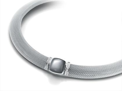Cédé Creation Milanaise Collier Mondstein – Halsschmuck Collier aus 750 Weißgold, Edelstahl und und .