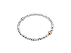 Fope Eka Tiny Flex'It Armband Weißgold mit 1 Roségold-Ronde und Brillanten 0,12ct flexibel – Armschmuck Armband aus 750 Rotgold, 750 Weißgold und und .