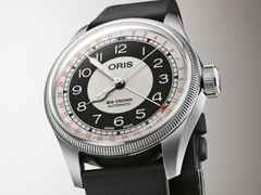 Oris Big Crown Bullseye Automatik Edelstahl 38mm weißes Zifferblatt schwarzes Lederband – Herrenuhren Uhr mit Datum aus Edelstahl und Leder. Das Gehäuse ist rund und silber. Das Lederarmband ist schwarz. Das Zifferblatt ist arabisch und weiß. – Ansicht 3