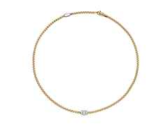 Fope Eka Tiny Collier Gelbgold 43cm mit 3 Weißgold-Ronden und Brillanten 0,18ct – Halsschmuck Collier aus 750 Gelbgold, 750 Weißgold und und .