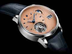 Glashütte Original PanoLunarTourbillon Automatik Platin 40mm Eisenerz Zifferblatt blaues Lederband – Herrenuhren Uhr mit Datum aus 950 Platin. Das Gehäuse ist rund und silber. Das Lederarmband Kroko / Alligator ist blau. Das Zifferblatt ist ein Index in roségold. – Ansicht 4