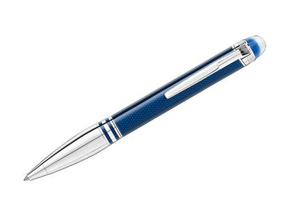 Montblanc StarWalker Blauer Planet Metal Kugelschreiber Lack platiniert – Schreibgeräte Kugelschreiber aus Edelharz und und platiniert.