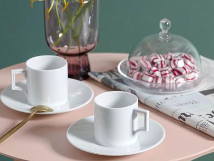 Meissen Espresso-Set Espresso dell'Arte weiß Form Berlin – Porzellanwaren Tafelporzellan in weiß und aus Porzellan. – Ansicht 3