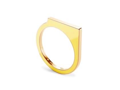 Niessing Setario Square Ring Fine Rose mit gelb-orangener Emaille – Ringe Ring aus 750 Rotgold, Emaille und und .