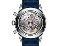 Breitling Superocean Heritage B01 Chronograph Automatik Edelstahl 42mm blaues Zifferblatt blaues Kautschukband – Herrenuhren Chronograph aus Edelstahl, Kautschuk und Keramik. Das Gehäuse ist rund und silber. Das Kautschuk / Kunststoff / Silikon Armband ist blau. Das Zifferblatt ist ein Index in blau. – Ansicht 3