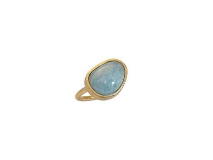 Heiring Kolo Ring Silber vergoldet matt mit Aquamarin – Ringe Ring aus 925 Silber, PVD beschichtet und und .