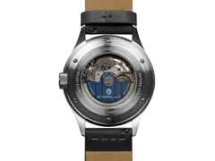 UMF Ruhla Colani Design 2025 Limited Edition Automatik Edelstahl 43mm grünes Zifferblatt schwarzes Lederband – Herrenuhren Uhr mit Datum aus Edelstahl. Das Gehäuse ist rund und silber. Das Lederarmband ist schwarz. Das Zifferblatt ist arabisch Index und grün. – Ansicht 2