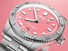 Oris Divers Sixty-Five Cotton Candy Automatik Edelstahl 38mm pinkes Zifferblatt Metallband – Damenuhren Uhr mit Datum aus Edelstahl. Das Gehäuse ist rund und silber. Das Edelstahlarmband ist silber. Das Zifferblatt ist ein Index in rosa. – Ansicht 3