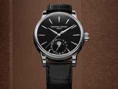Frederique Constant Manufacture Classic Moonphase Date Automatik Edelstahl 40mm schwarzes Zifferblatt schwarzes Lederband limitiert – Herrenuhren Uhr mit Datum aus Edelstahl und Leder. Das Gehäuse ist rund und silber. Das Lederarmband Kroko / Alligator ist schwarz. Das Zifferblatt ist ein Index in schwarz. – Ansicht 4