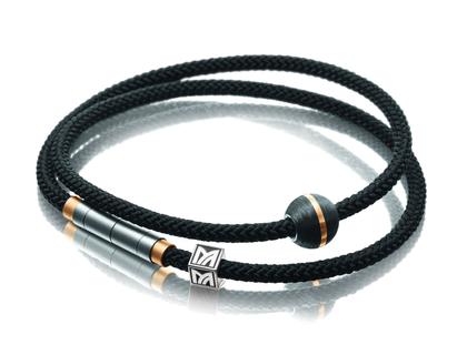 Meister Armband Carbonfaser 19,5cm zweireihig – Armschmuck Armband aus 750 Rotgold, Carbon, Titan und und .