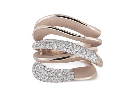 Cammilli Firenze Firenze Galaxy Ring Natural Beige 5reihig mit Brillanten 0,85ct – Ringe Ring mit Besatz aus 750 Weißgold.