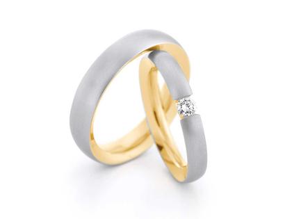 Christian Bauer Trauring Paar Nr.  45 Platin mit Gelbgold – Ringe Trauring mit Besatz aus 750 Gelbgold, 950 Platin und und .