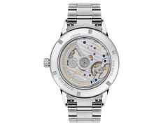 Nomos Glashütte Club Sport neomatik 42 Datum Automatik Edelstahl 42mm blaues Zifferblatt Metallband – Herrenuhren Uhr mit Datum aus Edelstahl. Das Gehäuse ist rund und silber. Das Edelstahlarmband ist silber. Das Zifferblatt ist arabisch Index und blau. – Ansicht 5