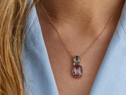 Nanis Ipanema Collier Gelbgold Amethyst Topas – Halsschmuck Collier aus 750 Gelbgold. – Ansicht 3