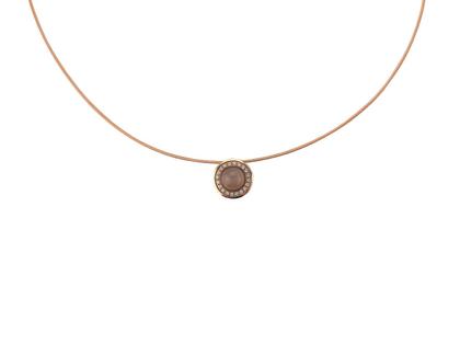 Jörg Heinz (E)Motion Collier Rotgold 42cm mit rosa Mondstein und Brillanten 0,600ct – Halsschmuck Collier aus 750 Rotgold. – Ansicht 3