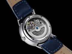 Sternglas Lumatik Automatik Edelstahl 38mm hellblaues Zifferblatt hellblaues Textilband – Herrenuhren Uhr mit Datum aus Edelstahl und Leder. Das Gehäuse ist rund und silber. Das Textilarmband ist blau. Das Zifferblatt ist arabisch Index und blau. – Ansicht 7