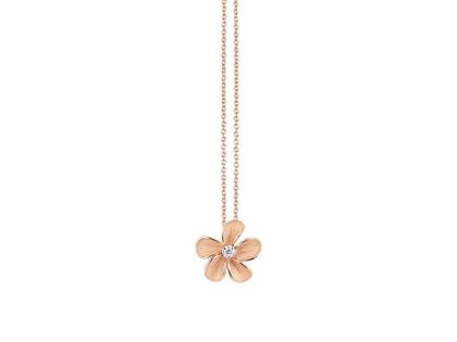 Cammilli Firenze Cherry Bloom Kette mit Anhänger Orange Apricot mit Brillant 0,020ct – Halsschmuck Kette mit Anhänger aus 750 Rotgold.