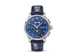 Union Glashütte Belisar Chronograph Mondphase Automatik Edelstahl 42mm blaues Zifferblatt blaues Lederband – Herrenuhren Chronograph aus Edelstahl und Leder. Das Gehäuse ist rund und silber. Das Lederarmband ist blau. Das Zifferblatt ist arabisch Index und blau.