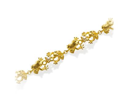 Drachenfels Design Froschkönig Armband mit Perlen – Armschmuck Armband aus 925 Silber.