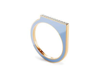 Niessing Setario Square Ring Fine Rose mit hell-dunkelblauer Emaille und Brillanten – Ringe Ring aus 750 Rotgold, Emaille und und .