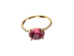 Nanis Dancing in the Rain Tourmalines Ring Gelbgold roter Turmalin groß – Ringe Ring mit Besatz aus 750 Gelbgold.