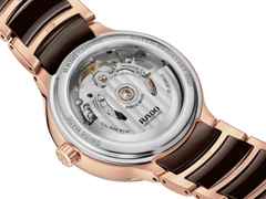 Rado Centrix Diamonds Automatik Open Heart Edelstahl Roségold-PVD 35mm braunes Zifferblatt mit Brillanten Metallband – Damenuhren Uhr ohne Datum aus Edelstahl, Keramik und PVD beschichtet. Das Gehäuse ist rund und roségold. Das Keramikarmband ist braun. Das Zifferblatt ist ein Index in braun. – Ansicht 4