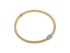 Fope Prima Armband mit  5 Brillanten Gelbgold – Armschmuck Armband aus 750 Gelbgold, 750 Weißgold und und .