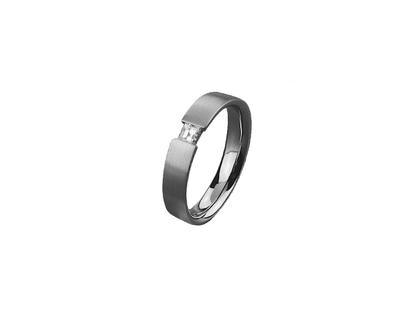 Meilenstein Ring eckig Platin mit Carré-Diamant 0,150ct – Ringe Ring mit Besatz in grau und aus 950 Platin.