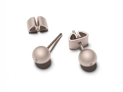 Niessing Now Ohrstecker Galaxy Rose 6,0 mm  mit Brillant mattiert – Ohrschmuck Ohrstecker aus Silber-Gold Legierung - 90 S.
