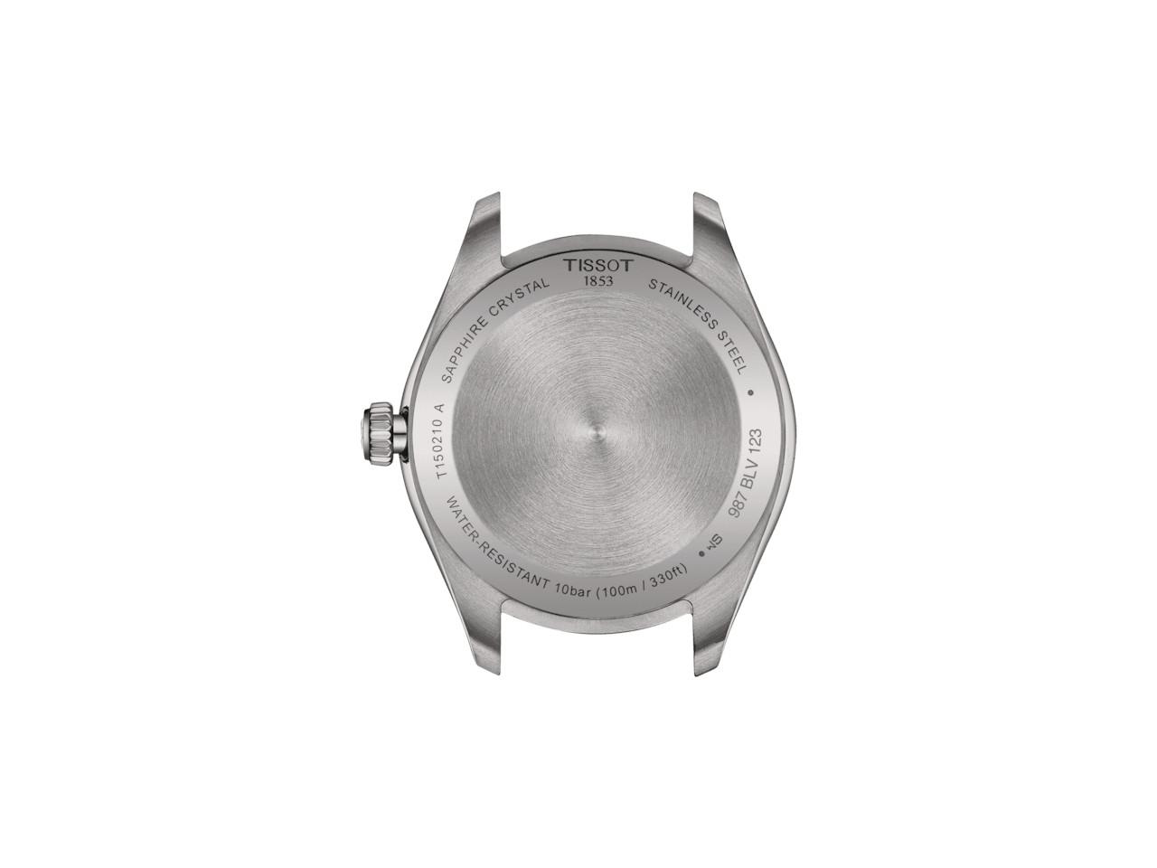 Tissot PR 100 Quarz Edelstahl 34mm silberfarbenes Zifferblatt Metallband – Damenuhren Uhr mit Datum aus Edelstahl und PVD beschichtet. Das Gehäuse ist rund und silber. Das Edelstahlarmband ist silber. Das Zifferblatt ist ein Index in silber. – Ansicht 3