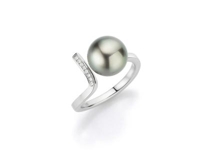 Gellner Salt´n Pepper Ring Platin mit Tahitiperle und Brillanten 0,040ct – Ringe Ring mit Besatz aus 950 Platin.