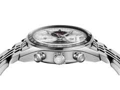 TAG Heuer Carrera Chronograph Automatik Edelstahl 39mm silberfarbenes Zifferblatt Metallband – Herrenuhren Chronograph aus Edelstahl und Keramik. Das Gehäuse ist rund und silber. Das Edelstahlarmband ist silber. Das Zifferblatt ist ein Index in silber. – Ansicht 4