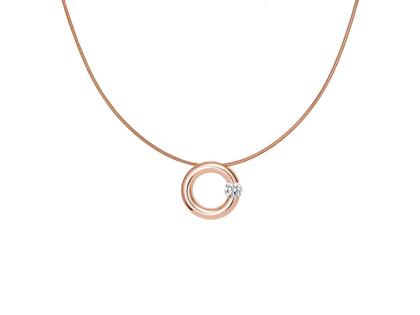 Niessing Spannring Anhänger 16mm Rotgold poliert 0,40 ct – Halsschmuck Anhänger mit Besatz aus 750 Rotgold.