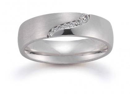Gerstner Trauring Nr. 7 mit Brillanten – Ringe Trauring mit Besatz aus 585 Weißgold.