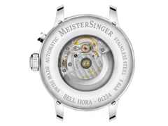 MeisterSinger Bell Hora Edelstahl beiges Zifferblatt braunes Lederband – Herrenuhren Uhr ohne Datum aus Edelstahl. Das Gehäuse ist rund und silber. Das Lederarmband ist braun. Das Zifferblatt ist arabisch und beige.  – Ansicht 4