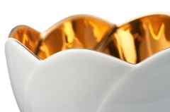 Meissen Teelicht Seerosen Schale Gold glänzend – Porzellanwaren Porzellandekoration in weiß und aus Porzellan und vergoldet. – Ansicht 2
