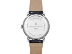 Frederique Constant Classics Moneta Solarmetre Quarz Edelstahl 39mm blaues Zifferblatt blaues Lederband und Metallband – Herrenuhren Uhr mit Datum aus Edelstahl. Das Gehäuse ist rund und silber. Das Lederarmband ist blau. Das Zifferblatt ist ein Index in blau. – Ansicht 3