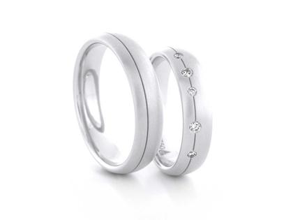 Christian Bauer Trauring Paar Nr.  47 Palladium – Ringe Trauring mit Besatz aus 950 Palladium.